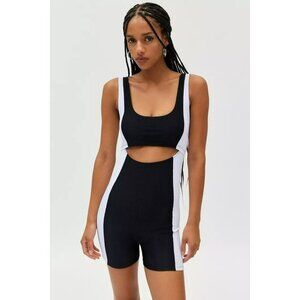 Beach Riot Everly Onsie One Piece Romper Black and White Colorblock Knit  M